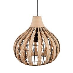 Luminaria lampara colgante de ratán y hierro negro ø 34 x 32 cm